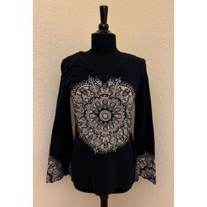 INC Studded V Neck Flared Sleeve Top - Sz S
